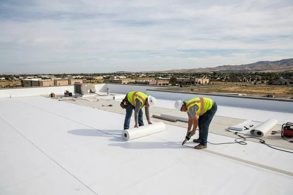 Commercial TPO roof installation