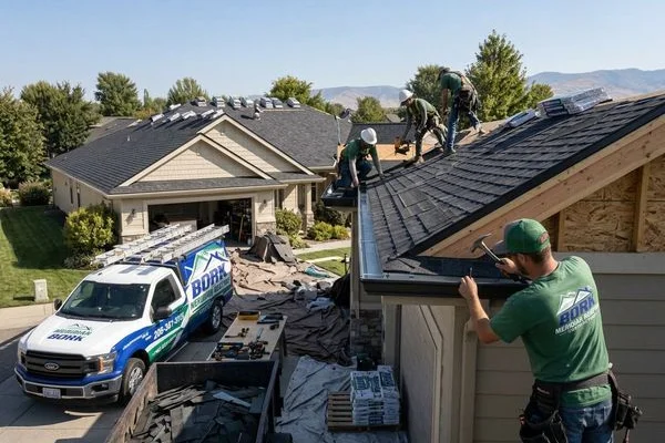 Complete roof replacement with designer shingles in Boise